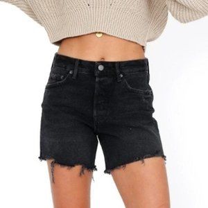 GRLFRND Jourdan Late For Love Black Distressed Cut Out Denim Shorts 25